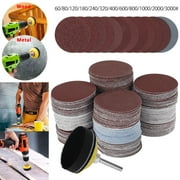 ODOMY 240 Pcs Sanding Discs, 2 Inch Round Grinding Pad Polishing Sheets 60/80/120/180/240/400/600/800/1000/1200/2000/3000 Grits for Drill